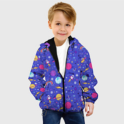 Куртка с капюшоном детская Планеты и кометы, цвет: 3D-черный — фото 2
