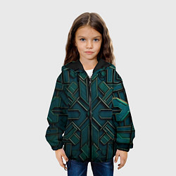 Куртка с капюшоном детская Металлический паттерн, цвет: 3D-черный — фото 2