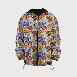Куртка с капюшоном детская Stardew valley - pixel mushrooms, цвет: 3D-черный
