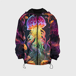 Куртка с капюшоном детская Фантастическая медуза, цвет: 3D-черный