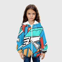Куртка с капюшоном детская Ломанные линии, цвет: 3D-белый — фото 2