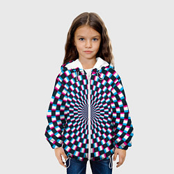 Куртка с капюшоном детская Оптическая иллюзия глитч, цвет: 3D-белый — фото 2