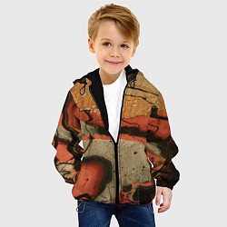 Куртка с капюшоном детская Оранжевые и бежевые потоки красок, цвет: 3D-черный — фото 2