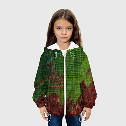 Куртка с капюшоном детская Зелёная и бордовая текстура, цвет: 3D-белый — фото 2