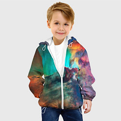 Куртка с капюшоном детская Аморфный цветастый космос, цвет: 3D-белый — фото 2