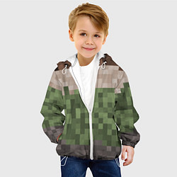 Куртка с капюшоном детская Пиксельная текстура, цвет: 3D-белый — фото 2