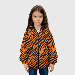 Куртка с капюшоном детская Полоски тигра - tiger, цвет: 3D-черный — фото 2