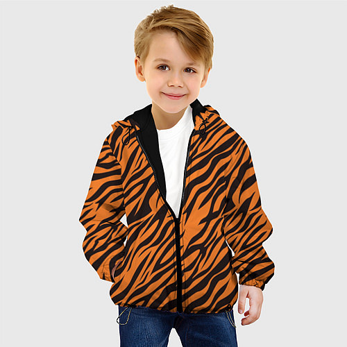 Детская куртка Полоски тигра - tiger / 3D-Черный – фото 4