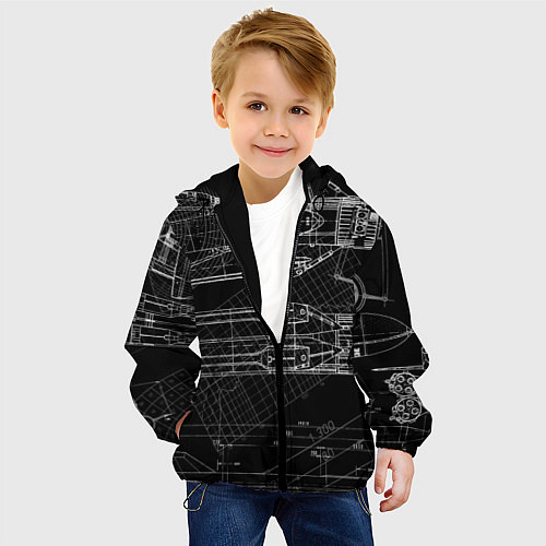 Детская куртка Чертеж ракеты на чёрном фоне / 3D-Черный – фото 4
