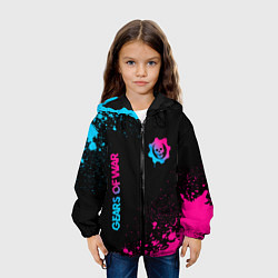 Куртка с капюшоном детская Gears of War - neon gradient: надпись, символ, цвет: 3D-черный — фото 2