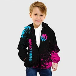 Куртка с капюшоном детская Gears of War - neon gradient: надпись, символ, цвет: 3D-черный — фото 2