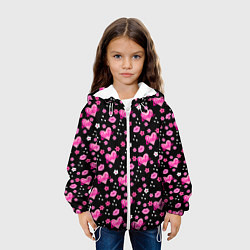 Куртка с капюшоном детская Черный фон, барби и цветы, цвет: 3D-белый — фото 2