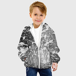Куртка с капюшоном детская Текстура - White on gray, цвет: 3D-белый — фото 2