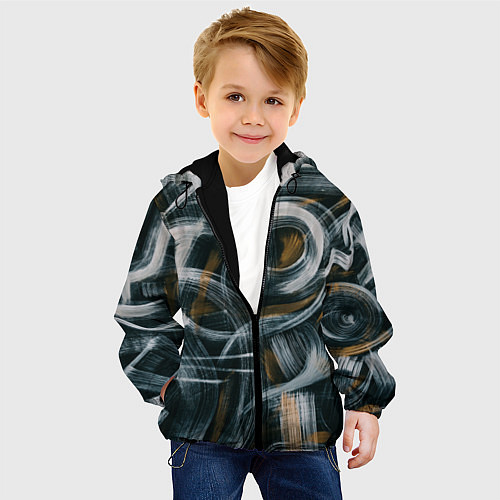 Детская куртка Мазки кисти / 3D-Черный – фото 4