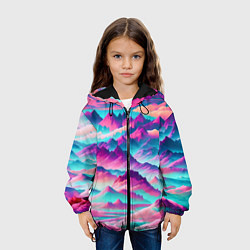 Куртка с капюшоном детская Горы яркие, цвет: 3D-черный — фото 2