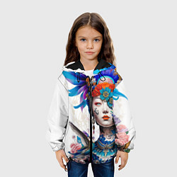 Куртка с капюшоном детская Japanese girl - irezumi - tattoo, цвет: 3D-черный — фото 2