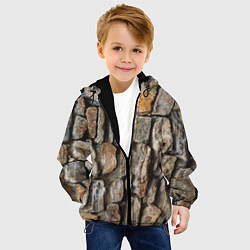 Куртка с капюшоном детская Каменный стиль, цвет: 3D-черный — фото 2