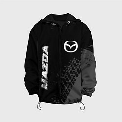 Куртка с капюшоном детская Mazda speed на темном фоне со следами шин: надпись, цвет: 3D-черный