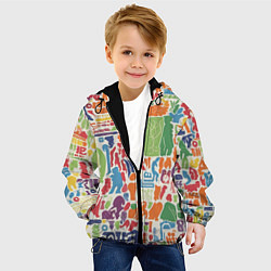 Куртка с капюшоном детская Красочные каракули, цвет: 3D-черный — фото 2