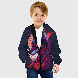 Куртка с капюшоном детская Нейросетевой волк, цвет: 3D-черный — фото 2