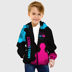 Куртка с капюшоном детская Mass Effect - neon gradient: надпись, символ, цвет: 3D-черный — фото 2