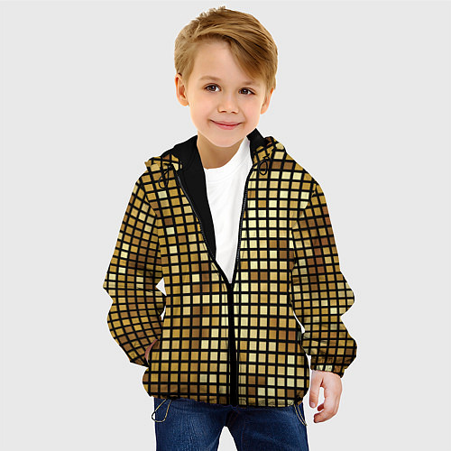 Детская куртка Золотая мозаика, поверхность диско шара / 3D-Черный – фото 4