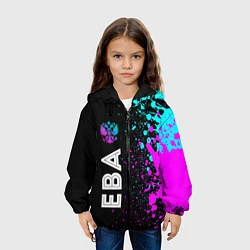 Куртка с капюшоном детская Ева и неоновый герб России: по-вертикали, цвет: 3D-черный — фото 2