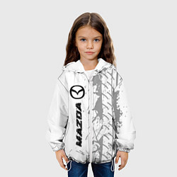 Куртка с капюшоном детская Mazda speed на светлом фоне со следами шин: по-вер, цвет: 3D-белый — фото 2