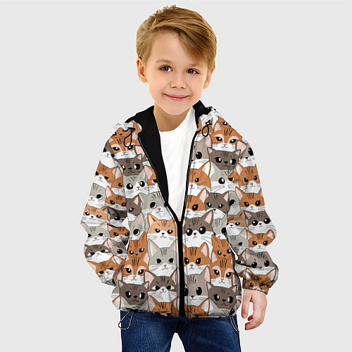 Детская куртка Паттерн милые котики / 3D-Черный – фото 4