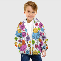 Куртка с капюшоном детская Индийские слоники, цвет: 3D-белый — фото 2