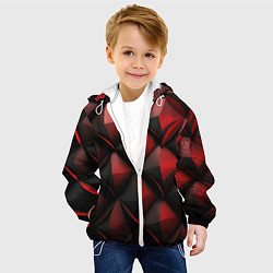 Куртка с капюшоном детская Объемная текстура красная кожа, цвет: 3D-белый — фото 2