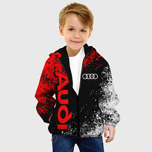 Детская куртка Ауди - красный и белый / 3D-Черный – фото 4