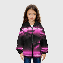 Куртка с капюшоном детская Сай фай пейзаж в черно розовых тонах, цвет: 3D-черный — фото 2