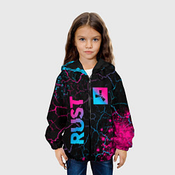 Куртка с капюшоном детская Rust - neon gradient: надпись, символ, цвет: 3D-черный — фото 2