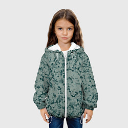 Куртка с капюшоном детская Абстракция точечная зелёный, цвет: 3D-белый — фото 2