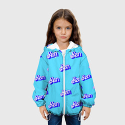 Куртка с капюшоном детская Синий логотип Кен - паттерн, цвет: 3D-белый — фото 2
