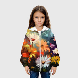 Куртка с капюшоном детская Маслянные ромашки, цвет: 3D-белый — фото 2
