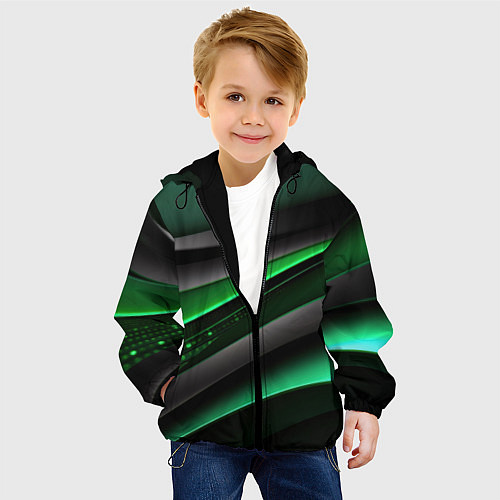 Детская куртка Black green line / 3D-Черный – фото 4