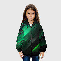 Куртка с капюшоном детская Black green abstract, цвет: 3D-черный — фото 2