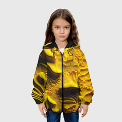 Куртка с капюшоном детская Желтая объемная текстура, цвет: 3D-черный — фото 2