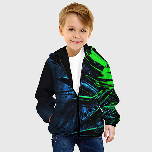 Детская куртка Black green abstract / 3D-Черный – фото 4