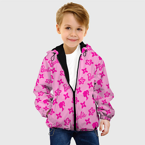 Детская куртка Барби паттерн розовый / 3D-Черный – фото 4