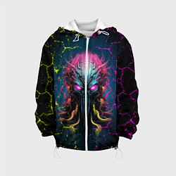 Куртка с капюшоном детская Alien - neon style, цвет: 3D-белый