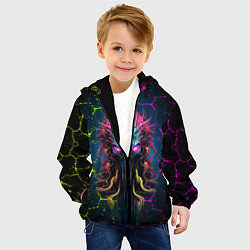 Куртка с капюшоном детская Alien - neon style, цвет: 3D-черный — фото 2