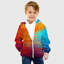 Куртка с капюшоном детская Цветной глитч, цвет: 3D-белый — фото 2