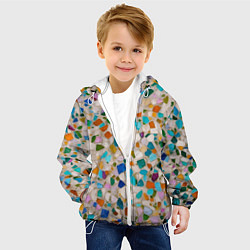 Куртка с капюшоном детская Мозайка мелкая разноцветная, цвет: 3D-белый — фото 2