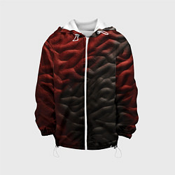 Куртка с капюшоном детская Красно черная волнистая текстура, цвет: 3D-белый