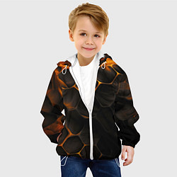Куртка с капюшоном детская Оранжевые плиты паттерн, цвет: 3D-белый — фото 2