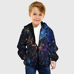 Куртка с капюшоном детская Летящие объемные камни, цвет: 3D-черный — фото 2