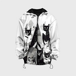 Куртка с капюшоном детская Абстрактные коты, цвет: 3D-черный